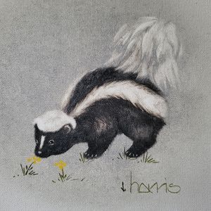 Vintage skunk painting by Harris